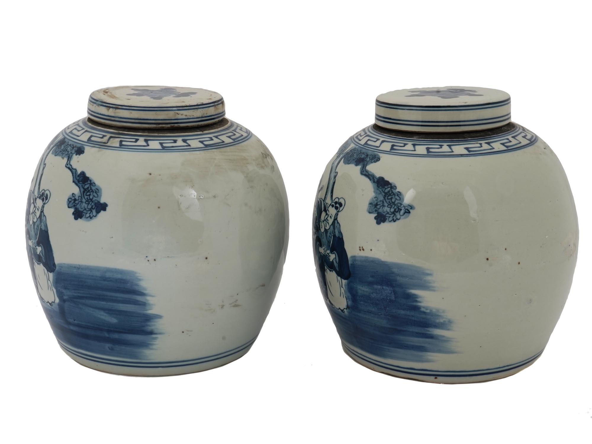 ANTIQUE CHINESE QING DYNASTY BLUE WHITE GINGER JARS PIC-1